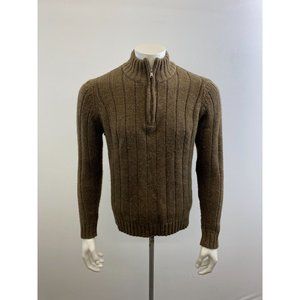 Denver Hayes 1/4 Zip Mock Neck Sweater Men's Size Large Brown Long Sleeve